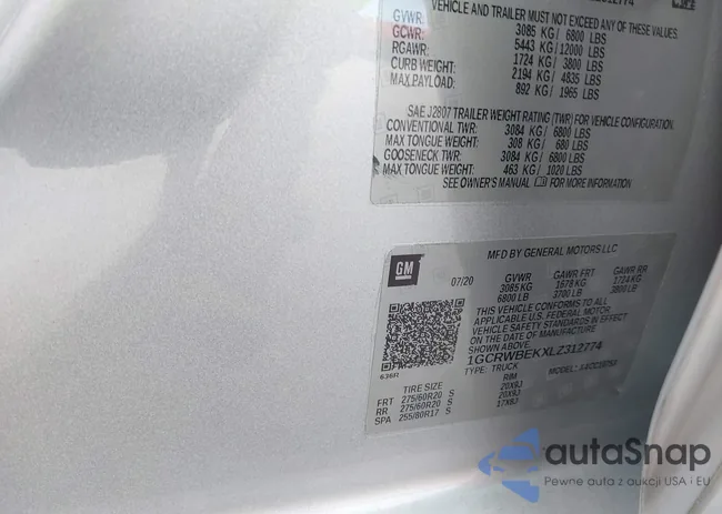 1GCRWBEKXLZ312774: 41355697