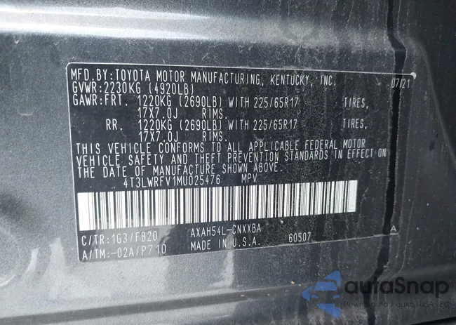 4T3LWRFV1MU025476: 41359200