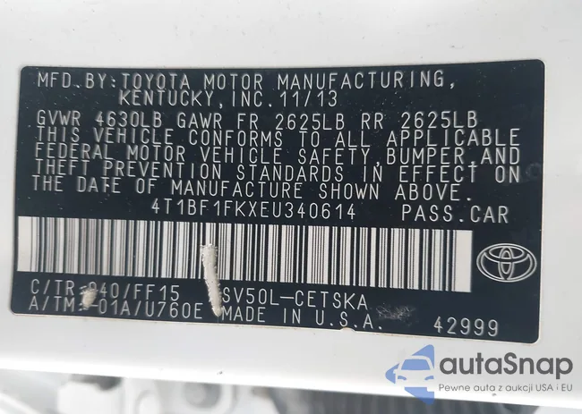 4T1BF1FKXEU340614: 41362009