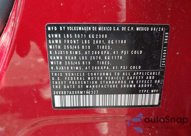 3VV8B7AX9RM142327: 41362671