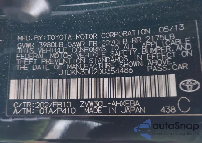 JTDKN3DU2D0354486: 41365945