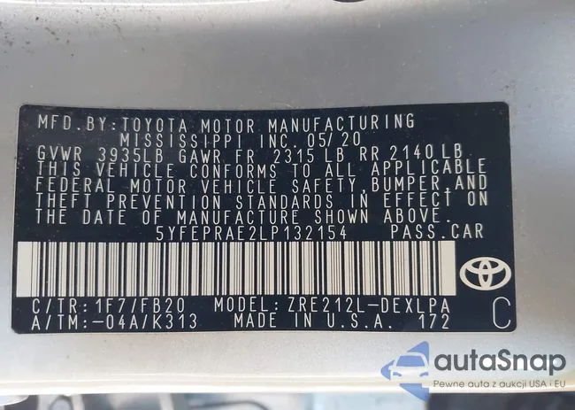 5YFEPRAE2LP132154: 41366583