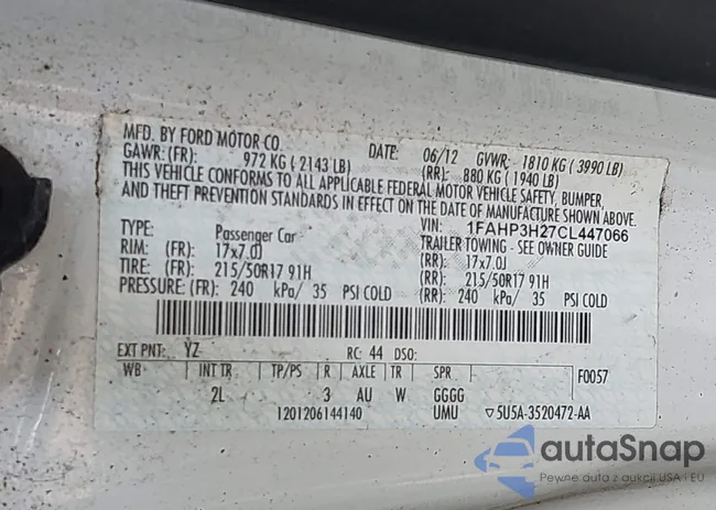 1FAHP3H27CL447066: 41368531