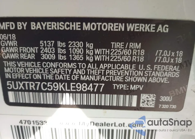 5UXTR7C59KLE98477: 41369439