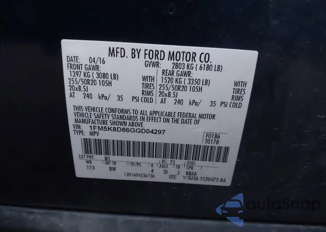 1FM5K8D86GGD04297: 41369873