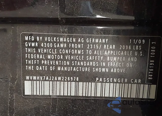 WVWHV7AJ2AW226978: 41371471