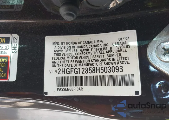 2HGFG12858H503093: 41370683