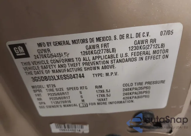 3G5DB03LX6S504744: 41371542