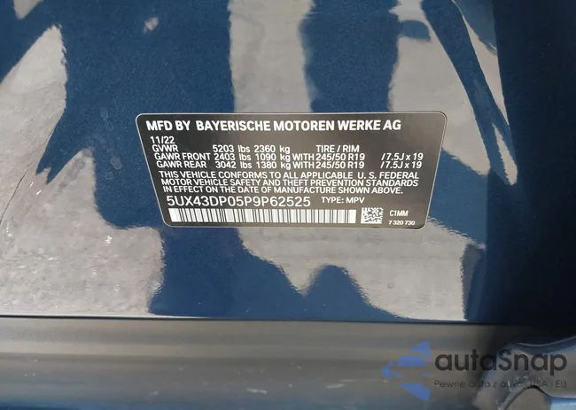 5UX43DP05P9P62525: 41377611