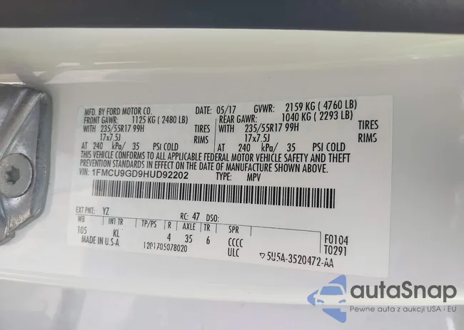 1FMCU9GD9HUD92202: 41379639