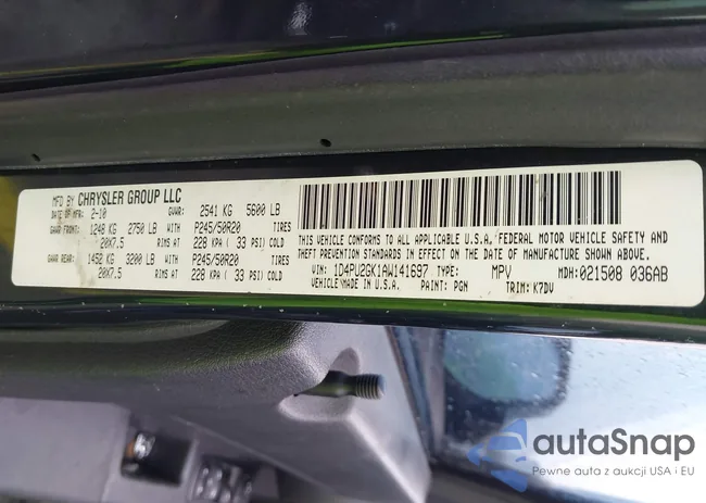 1D4PU2GK1AW141697: 41380951