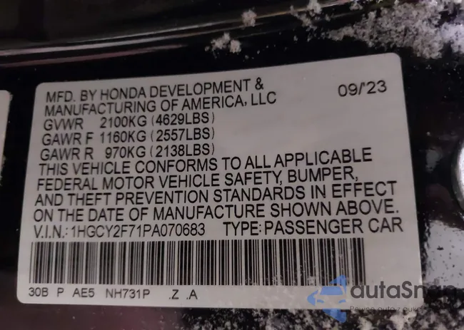 1HGCY2F71PA070683: 41381720