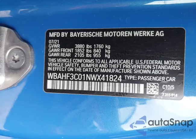 WBAHF3C01NWX41824: 41383137