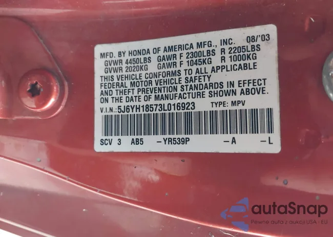 5J6YH18573L016923: 41387149