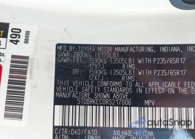 5TDBRKEC0RS217006: 41389239