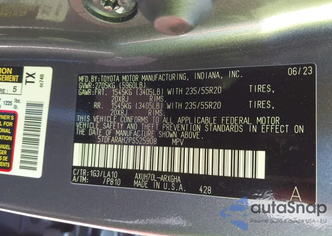 5TDFARAH2PS525908: 41389410