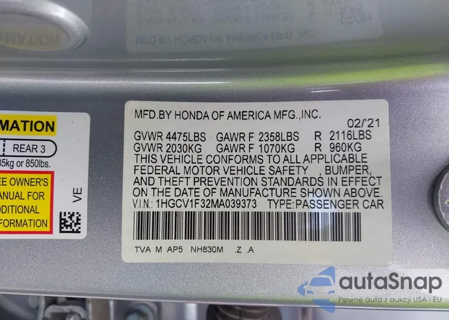 1HGCV1F32MA039373: 41388847