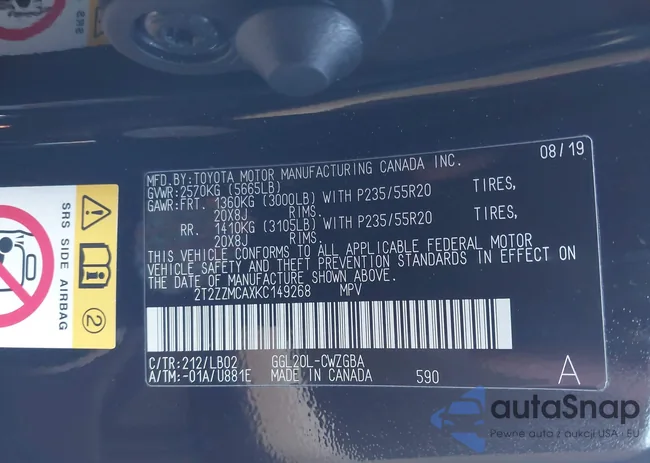 2T2ZZMCAXKC149268: 41390118