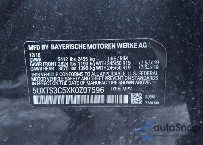 5UXTS3C5XK0Z07596: 41391762