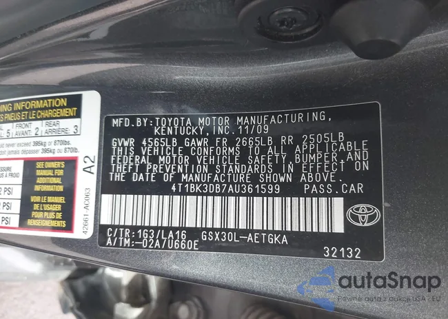 4T1BK3DB7AU361599: 41392914