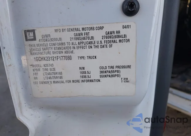 1GCHK23121F177080: 41392716