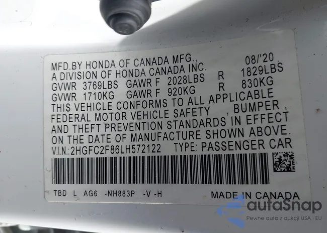 2HGFC2F86LH572122: 41395827