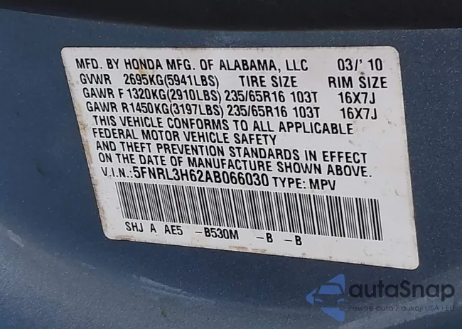 5FNRL3H62AB066030: 41400294