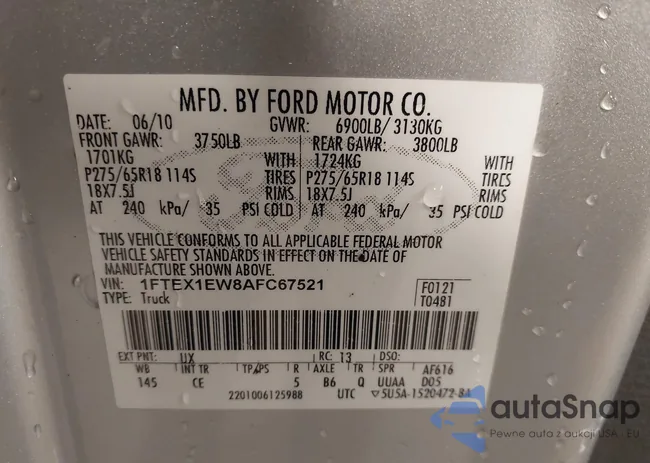 1FTEX1EW8AFC67521: 41408030