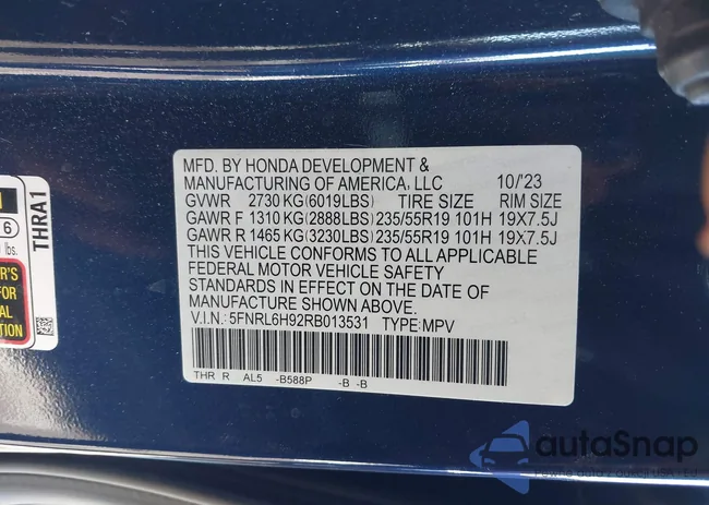 5FNRL6H92RB013531: 41409576