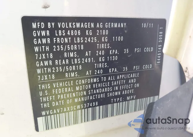 WVGAV7AX3CW537498: 41416162