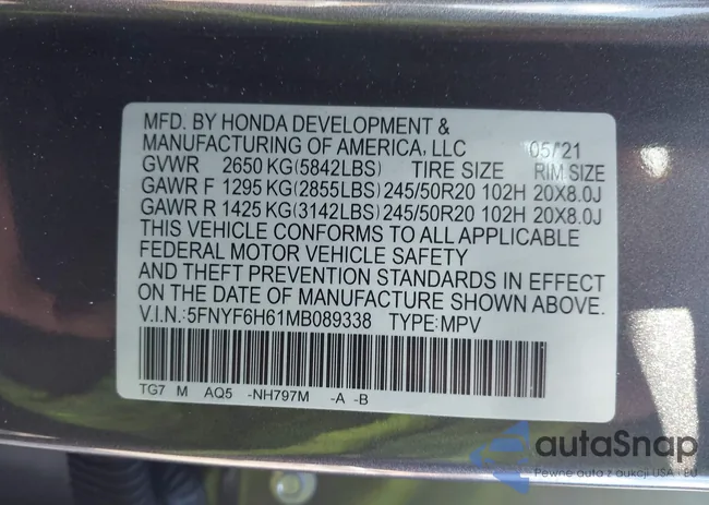 5FNYF6H61MB089338: 41417656