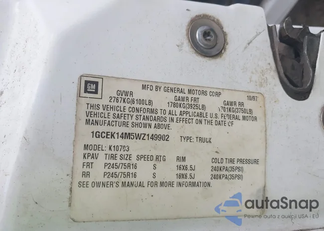 1GCEK14M5WZ149902: 41421013