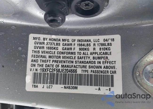 19XFC2F58JE204666: 41423968