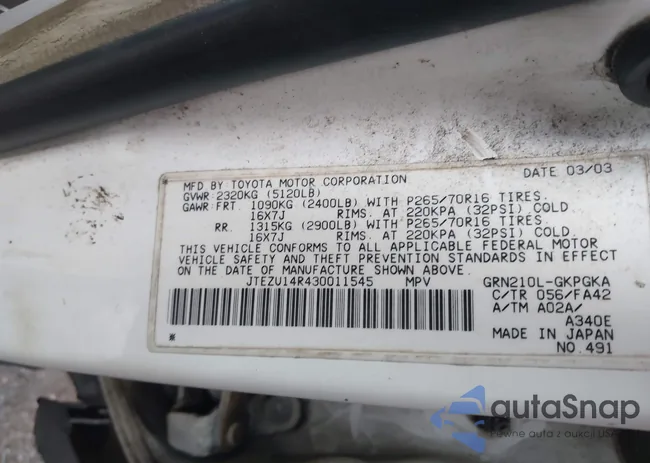 JTEZU14R430011545: 41424890