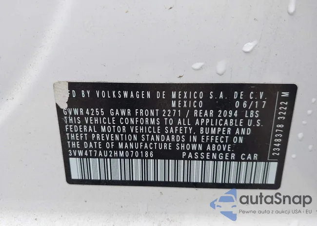 3VW4T7AU2HM070186: 41425903