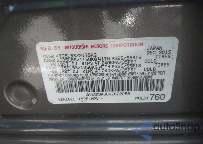 JA4AD3A30GZ022258: 41425764