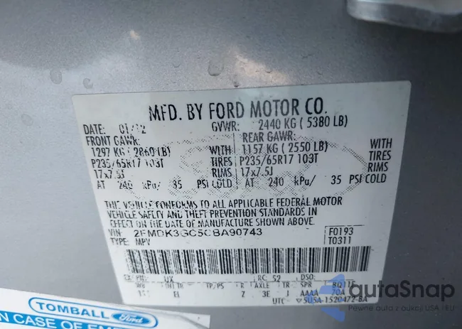 2FMDK3GC5CBA90743: 41437527