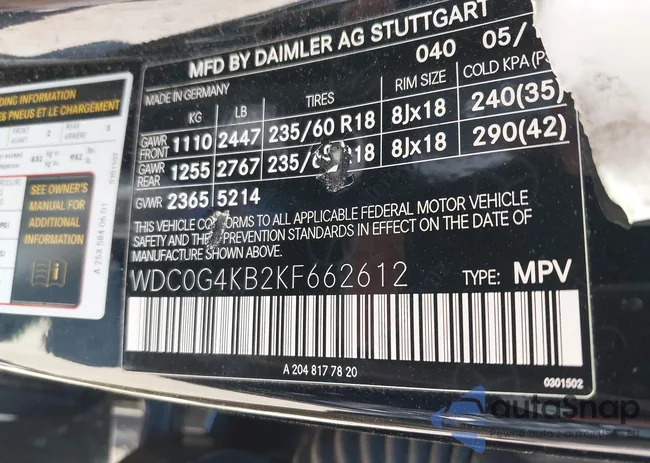 WDC0G4KB2KF662612: 41439643