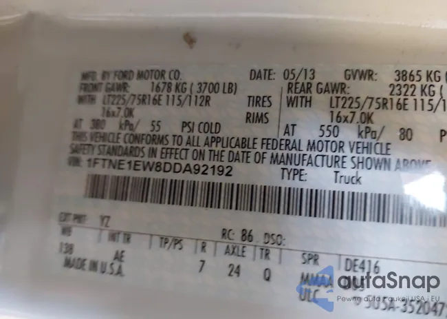 1FTNE1EW8DDA92192: 41443444