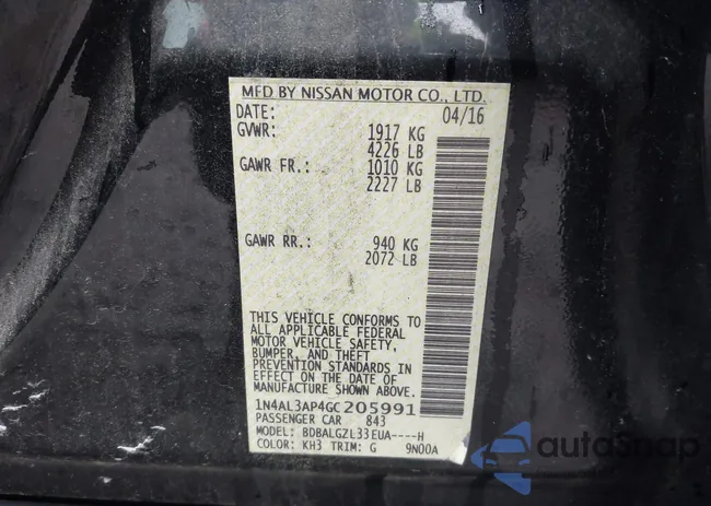 1N4AL3AP4GC205991: 41450124