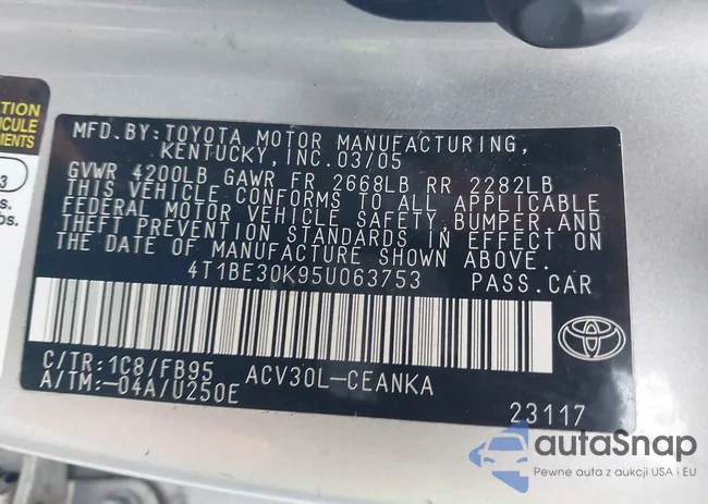 4T1BE30K95U063753: 41451133