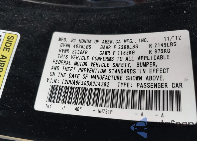 19UUA8F50DA004292: 41451230