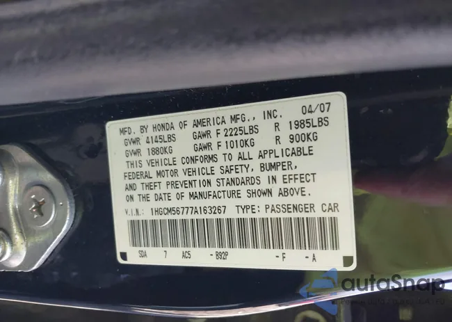 1HGCM56777A163267: 41454001