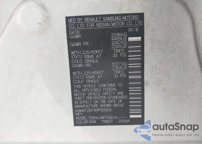 KNMAT2MTXHP501153: 41454183