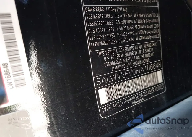 SALWV2FV0HA168648: 41459847