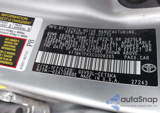 4T1BK1FK5CU008265: 41459893