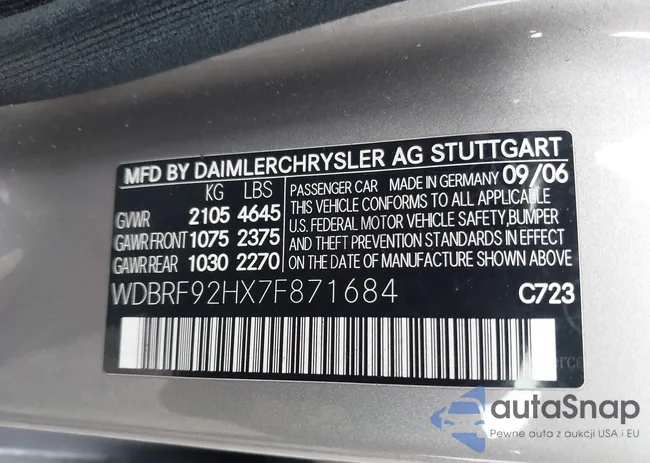 WDBRF92HX7F871684: 41461023