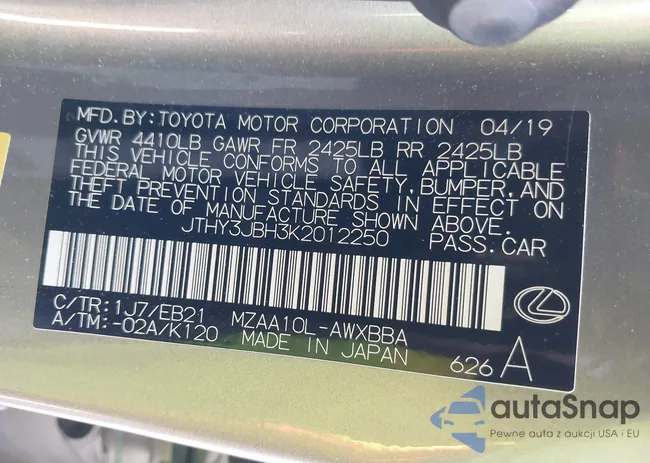 JTHY3JBH3K2012250: 41461785