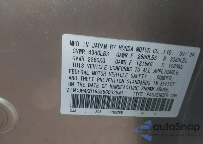 JH4KB16535C002941: 41462658