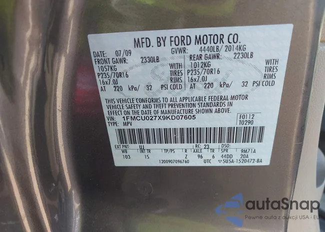 1FMCU027X9KD07605: 41463975